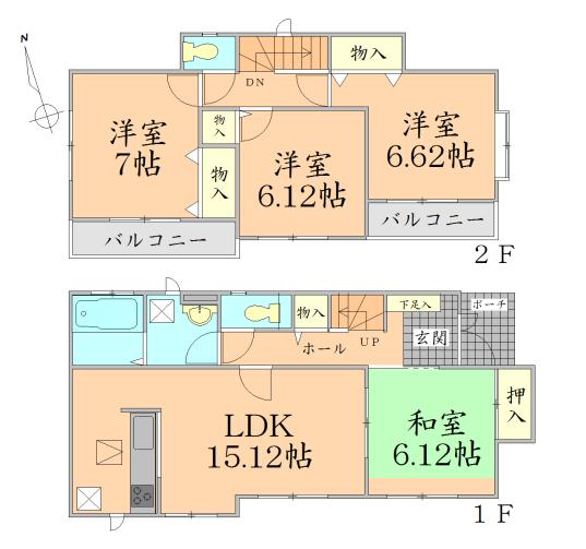 Floor plan. 20,600,000 yen, 4LDK, Land area 115.44 sq m , Building area 97.3 sq m