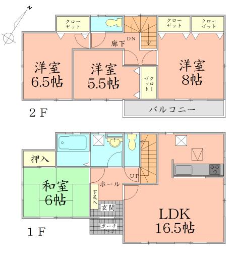 Floor plan. 34,300,000 yen, 4LDK, Land area 182.21 sq m , Building area 103.5 sq m