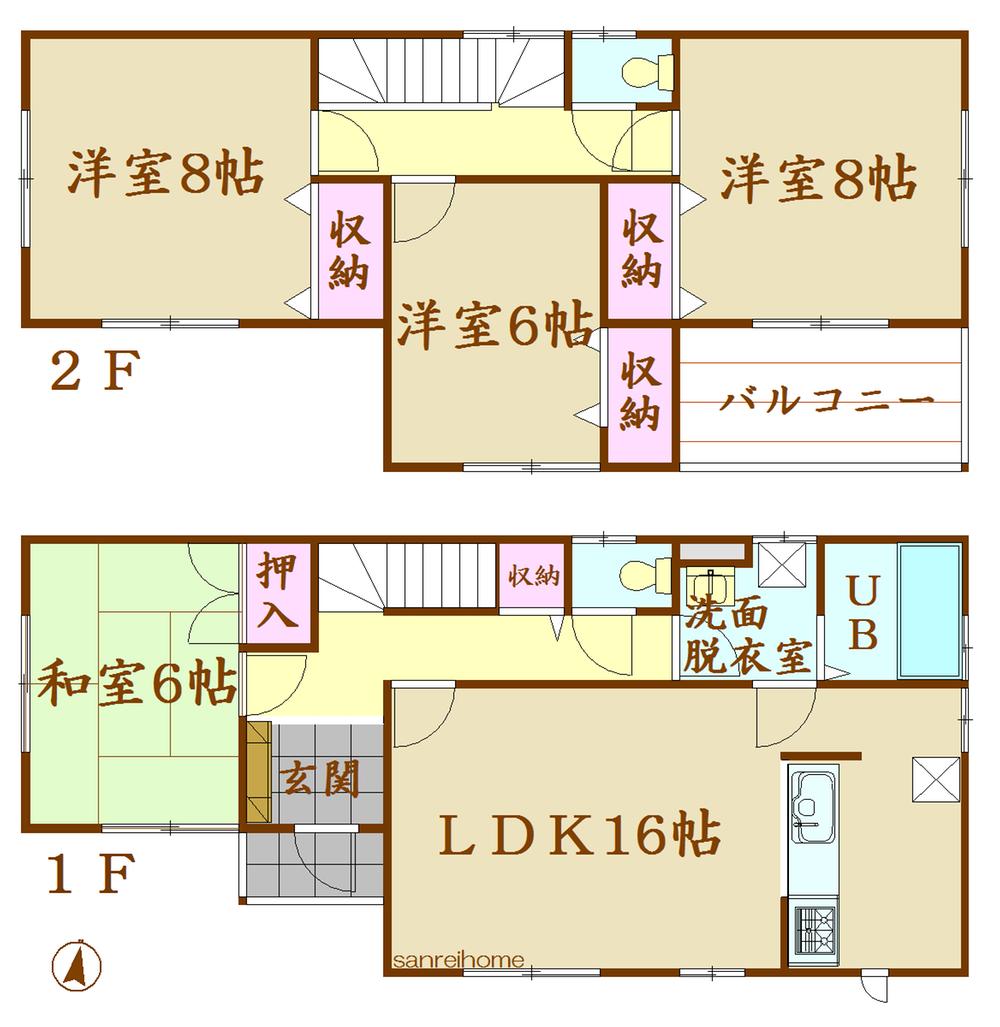 Floor plan. 50,700,000 yen, 4LDK, Land area 168.41 sq m , Building area 105.99 sq m