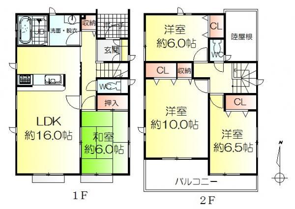 Floor plan. 26,800,000 yen, 4LDK, Land area 169.53 sq m , Building area 105.16 sq m