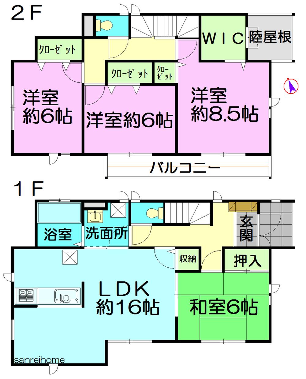 Floor plan. 23.8 million yen, 4LDK, Land area 210.89 sq m , Building area 105.16 sq m