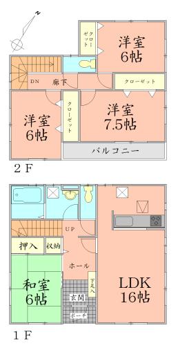 Floor plan. 33,300,000 yen, 4LDK, Land area 180.77 sq m , Building area 105.98 sq m