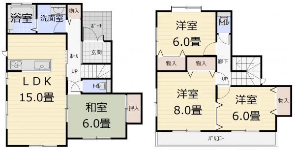 Floor plan. 19.6 million yen, 4LDK, Land area 129.64 sq m , Building area 99.36 sq m