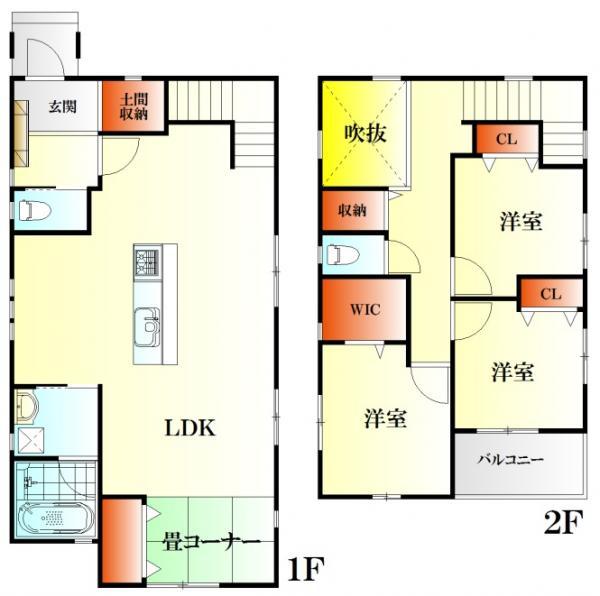 Floor plan. 33,500,000 yen, 3LDK, Land area 179.96 sq m , Building area 114.5 sq m