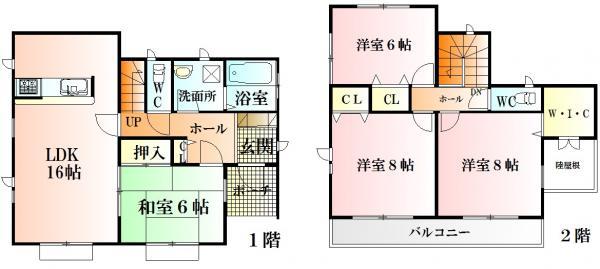 Floor plan. 25,800,000 yen, 4LDK, Land area 172.85 sq m , Building area 105.99 sq m