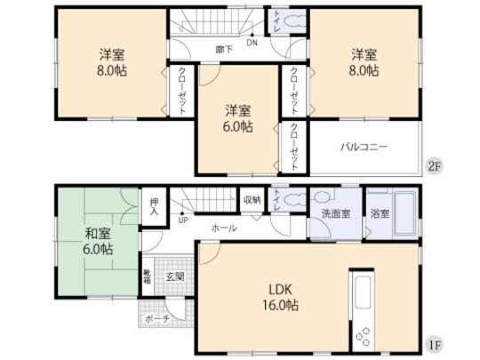 Floor plan. 50,700,000 yen, 4LDK, Land area 168.41 sq m , Building area 105.99 sq m floor plan