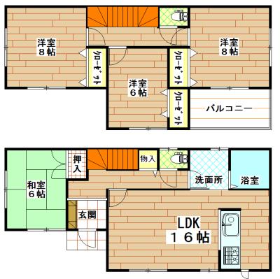 Floor plan. 24,300,000 yen, 4LDK, Land area 177.36 sq m , Building area 105.99 sq m