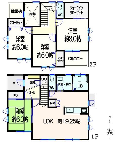 Floor plan. 33 million yen, 4LDK+S, Land area 207.54 sq m , Building area 110.96 sq m