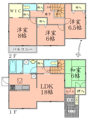 Floor plan. 25,800,000 yen, 4LDK + S (storeroom), Land area 156.49 sq m , Building area 110.13 sq m