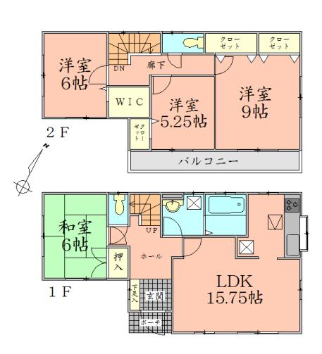 Floor plan. 34 million yen, 4LDK + S (storeroom), Land area 175.58 sq m , Building area 104.33 sq m