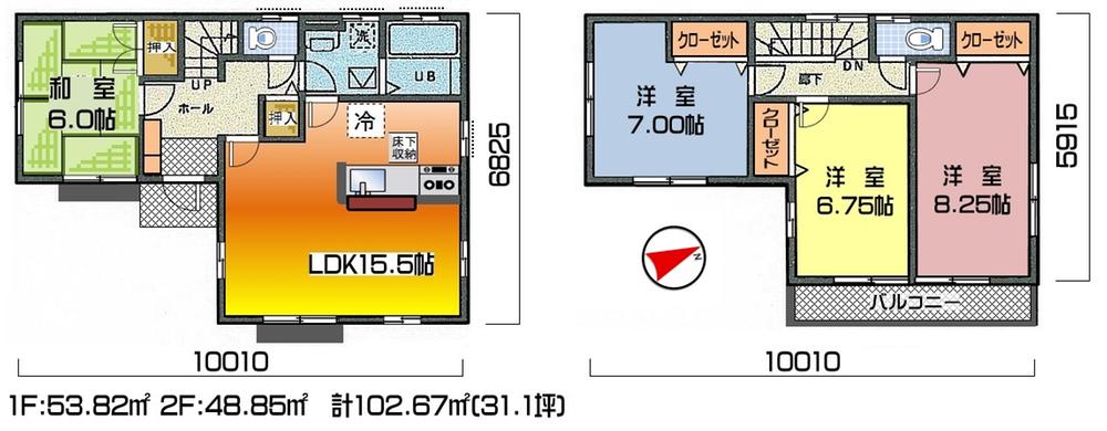 Floor plan. (21 Building), Price 34 million yen, 4LDK, Land area 170.25 sq m , Building area 102.67 sq m