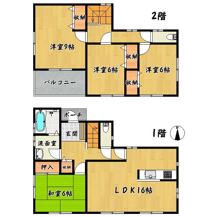 Floor plan. 28.8 million yen, 4LDK, Land area 292.59 sq m , Building area 105.98 sq m, Aoba-ku, Nishikigaoka 5-chome, the second 1 Building