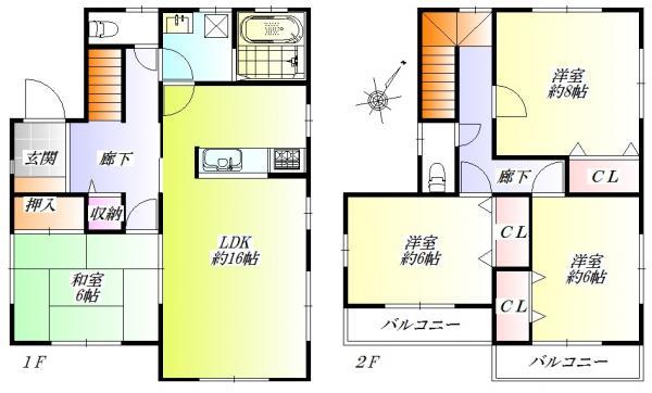 Floor plan. 27,800,000 yen, 4LDK, Land area 161.93 sq m , Building area 105.98 sq m