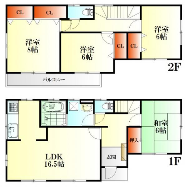 Floor plan. 33,500,000 yen, 4LDK, Land area 175.73 sq m , Building area 105.99 sq m