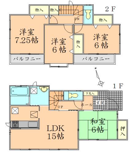 Floor plan. 19.6 million yen, 4LDK, Land area 114.98 sq m , Building area 96.87 sq m