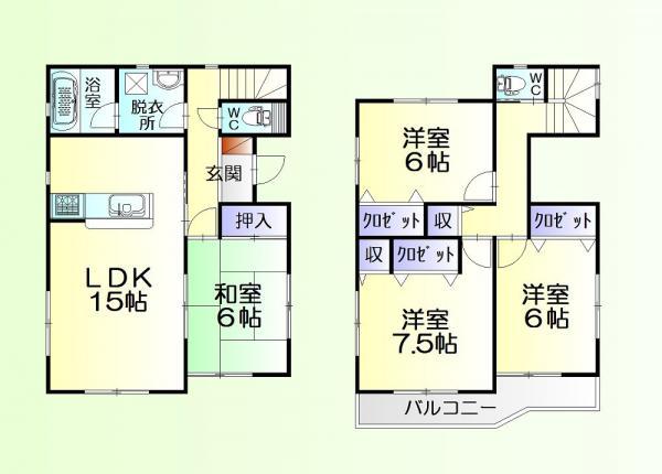 Floor plan. 27,900,000 yen, 4LDK, Land area 198.23 sq m , Building area 96.79 sq m