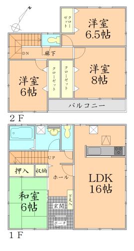 Floor plan. 33,800,000 yen, 4LDK, Land area 173.67 sq m , Building area 105.98 sq m