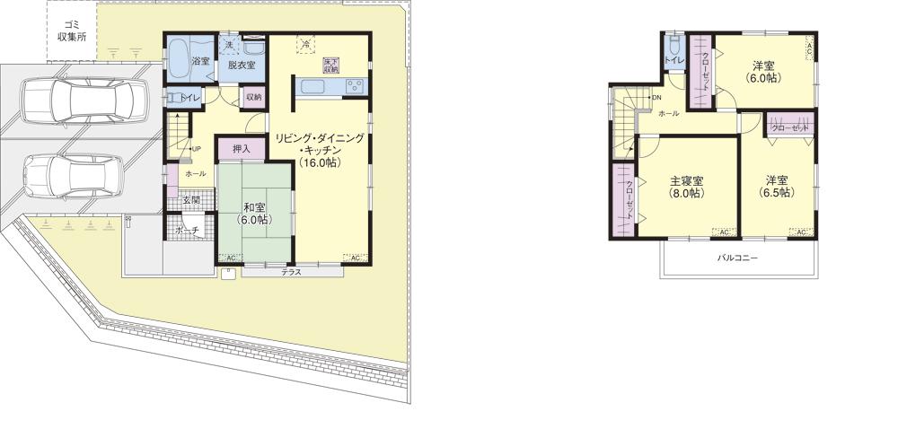 Floor plan. (1 Building), Price 34,800,000 yen, 4LDK, Land area 177.44 sq m , Building area 105.99 sq m