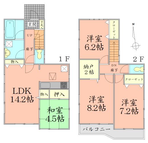 Floor plan. 22,900,000 yen, 4LDK + S (storeroom), Land area 122.64 sq m , Building area 94.76 sq m