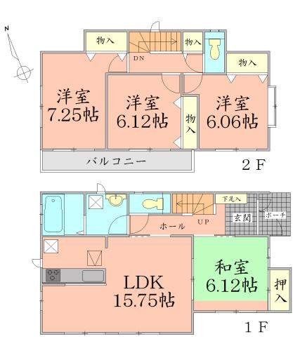 Floor plan. 19,800,000 yen, 4LDK, Land area 115.4 sq m , Building area 98.95 sq m