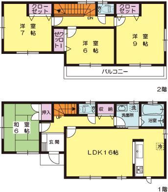 Floor plan. (1 Building), Price 51,800,000 yen, 4LDK, Land area 171.02 sq m , Building area 105.99 sq m