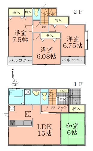 Floor plan. 19,400,000 yen, 4LDK, Land area 112.21 sq m , Building area 96.05 sq m
