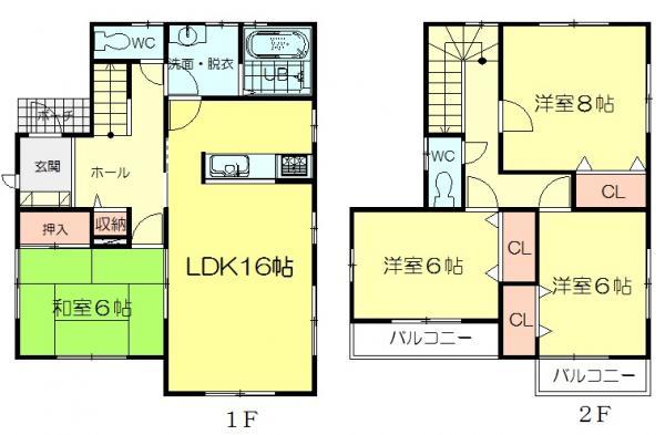 Floor plan. 27,800,000 yen, 4LDK, Land area 161.93 sq m , Building area 105.98 sq m