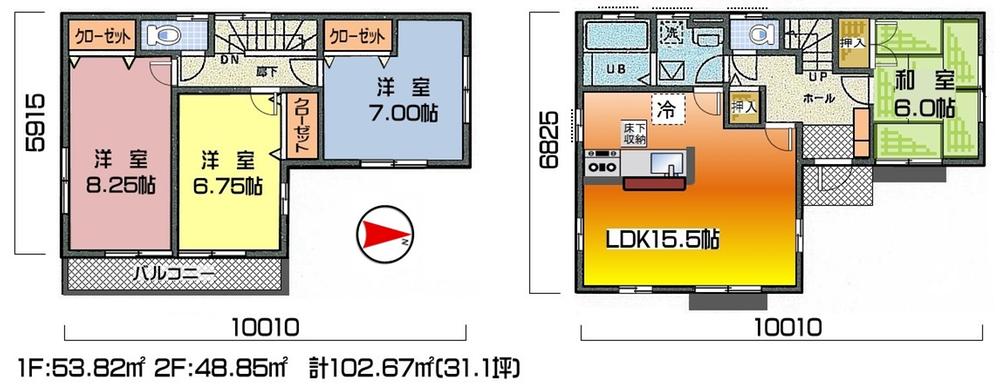 Floor plan. (22 Building), Price 33,500,000 yen, 4LDK, Land area 170.22 sq m , Building area 102.67 sq m