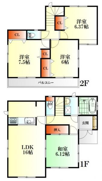 Floor plan. 18.2 million yen, 4LDK, Land area 160.56 sq m , Building area 96.46 sq m