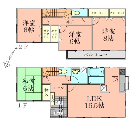 Floor plan. 34 million yen, 4LDK, Land area 175.35 sq m , Building area 105.99 sq m