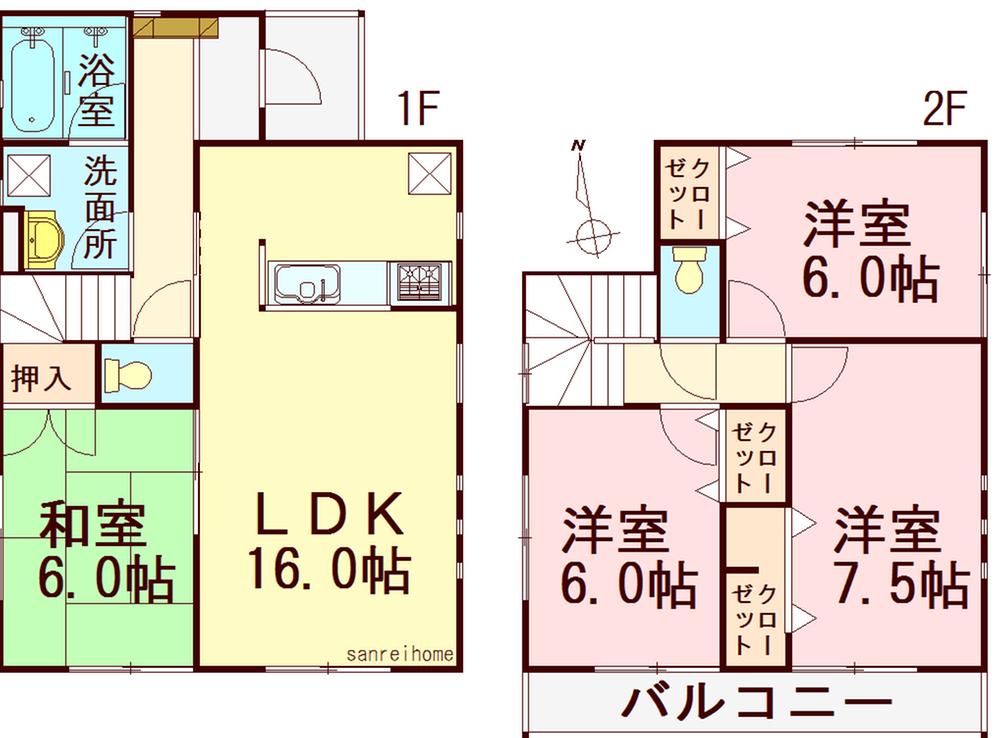 Floor plan. 29.6 million yen, 4LDK, Land area 162.24 sq m , Building area 93.15 sq m