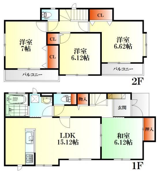 Floor plan. 20,600,000 yen, 4LDK, Land area 115.42 sq m , Building area 97.3 sq m