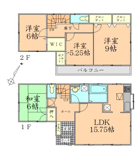 Floor plan. 34 million yen, 4LDK + S (storeroom), Land area 175.58 sq m , Building area 104.33 sq m