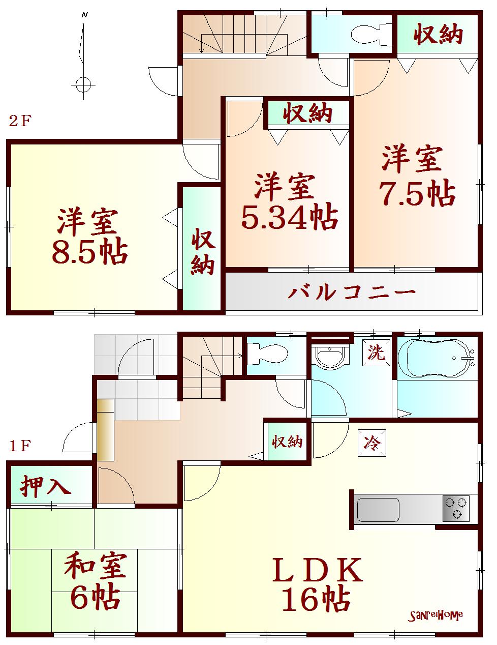 Floor plan. 28.8 million yen, 4LDK + S (storeroom), Land area 291.71 sq m , Building area 124.24 sq m