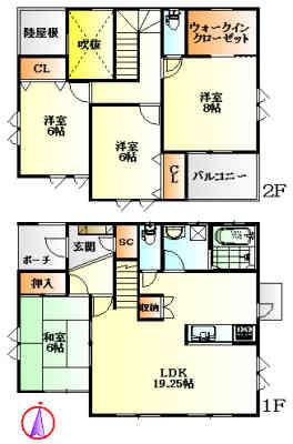 Floor plan. 33 million yen, 4LDK+S, Land area 207.54 sq m , Building area 110.96 sq m