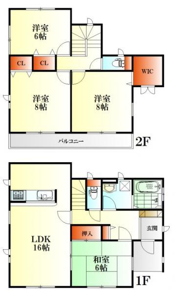 Floor plan. 25,800,000 yen, 4LDK, Land area 172.85 sq m , Building area 105.99 sq m
