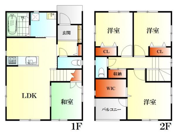 Floor plan. 27,200,000 yen, 4LDK, Land area 190.11 sq m , Building area 95.62 sq m