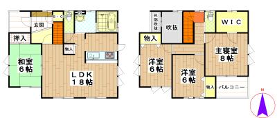 Floor plan. 33 million yen, 4LDK, Land area 207.54 sq m , Building area 110.96 sq m