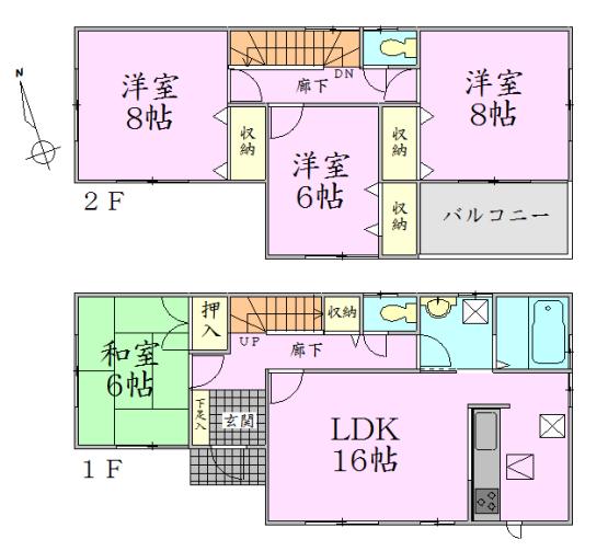 Floor plan. 24,300,000 yen, 4LDK, Land area 177.36 sq m , Building area 105.99 sq m