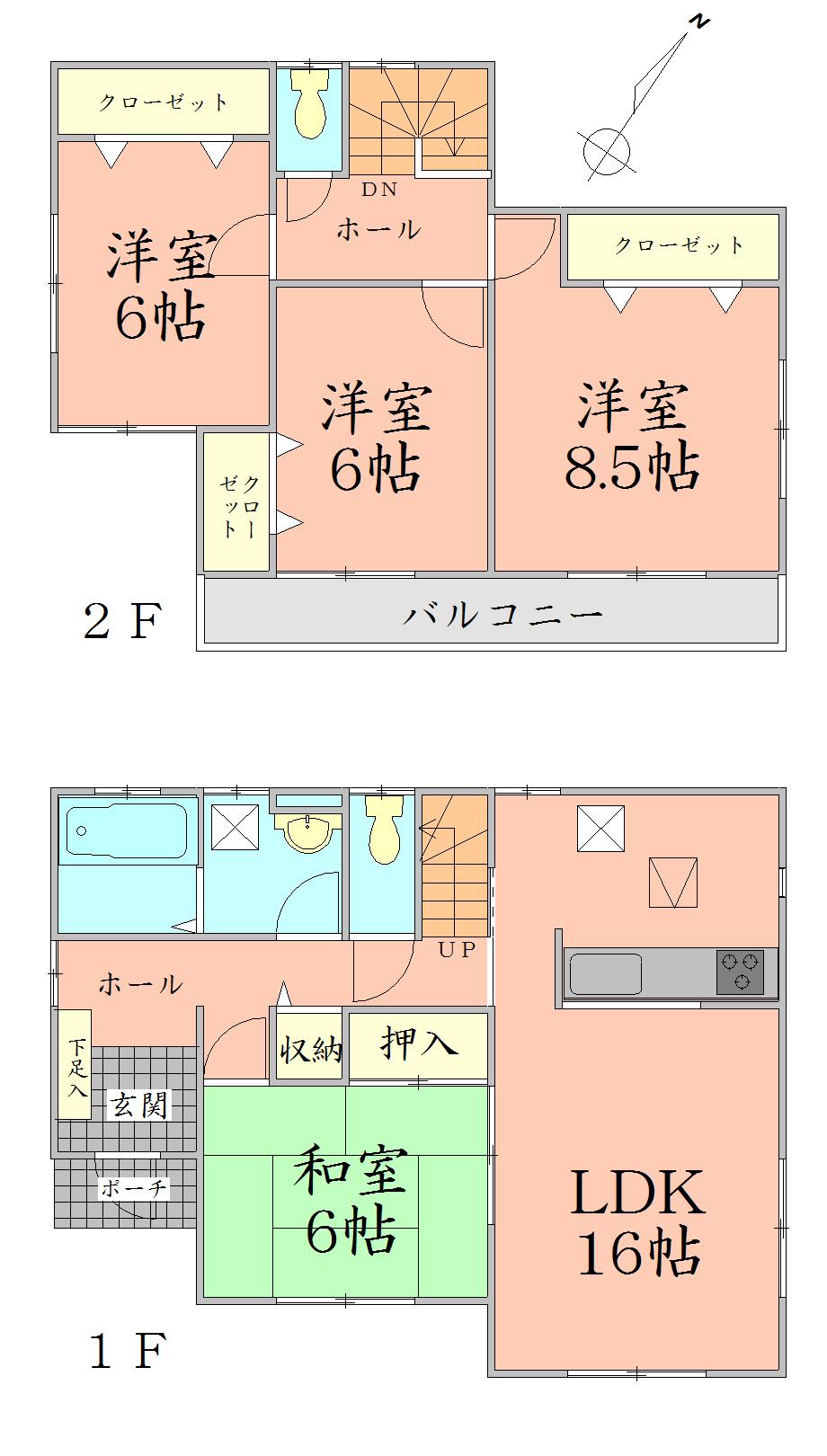 Floor plan. 33,800,000 yen, 4LDK, Land area 175.28 sq m , Building area 105.99 sq m