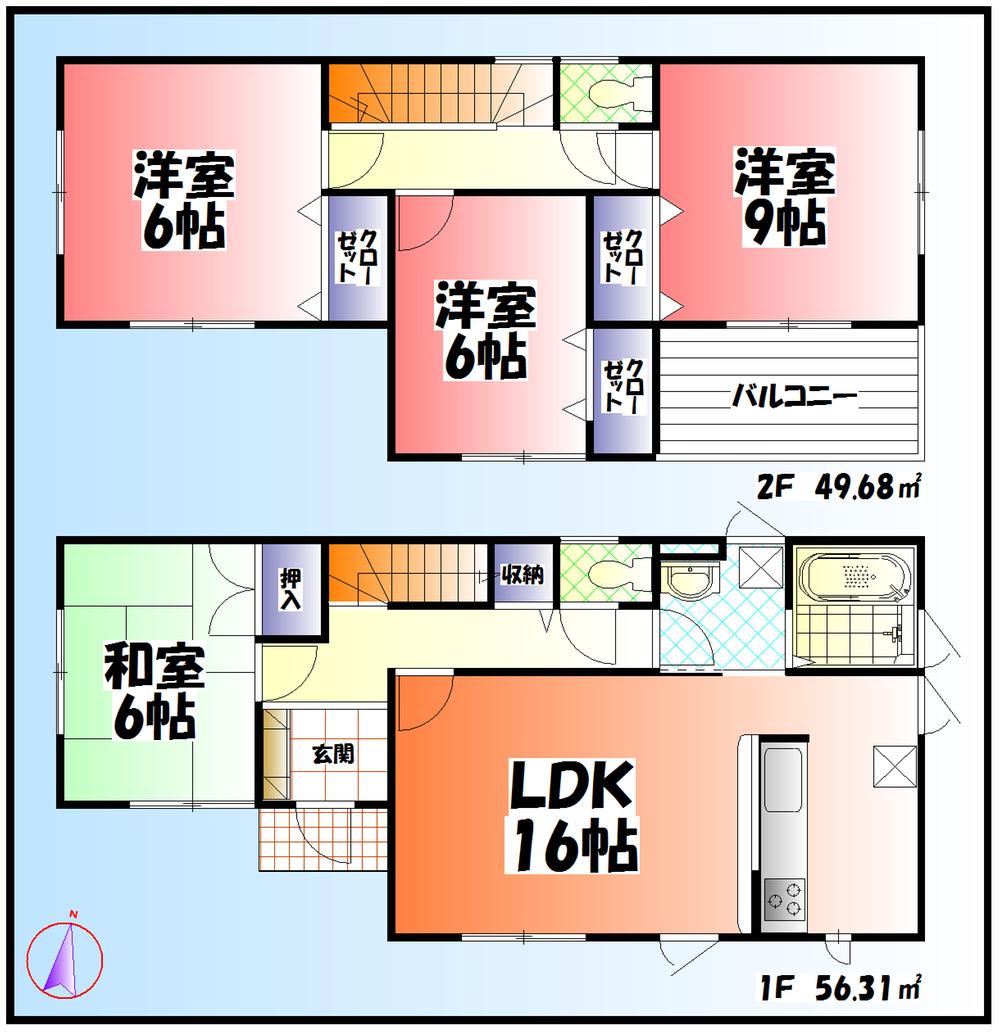 Floor plan. 50,700,000 yen, 4LDK, Land area 168.41 sq m , Building area 105.99 sq m