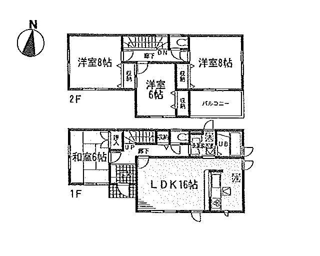 Floor plan. (3 Building), Price 50,700,000 yen, 4LDK, Land area 168.41 sq m , Building area 105.99 sq m