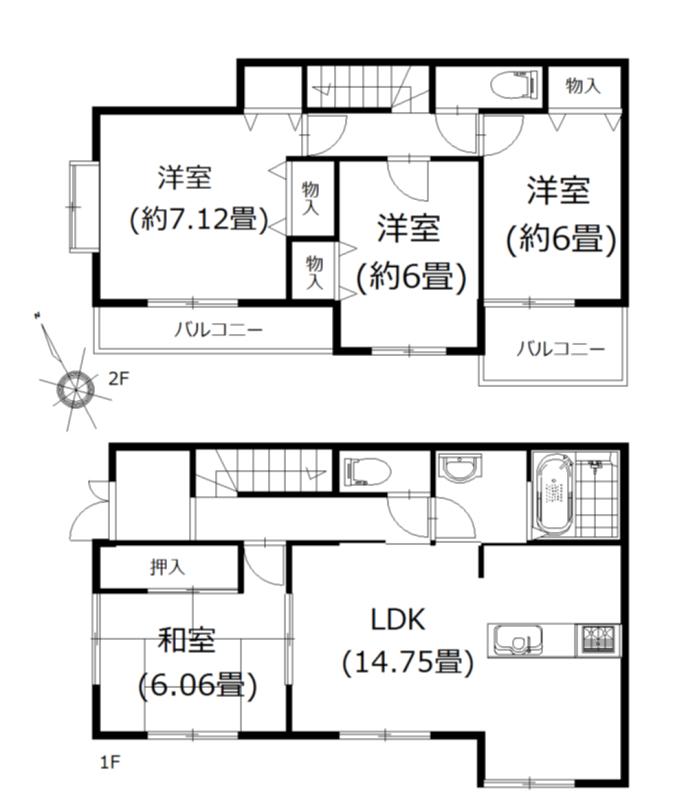 Floor plan. 22,300,000 yen, 4LDK, Land area 121.05 sq m , Building area 96.26 sq m