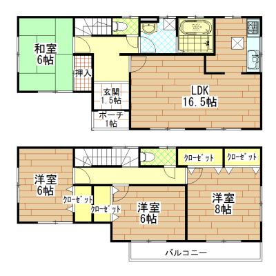 Floor plan. 34 million yen, 4LDK, Land area 175.35 sq m , Building area 105.99 sq m