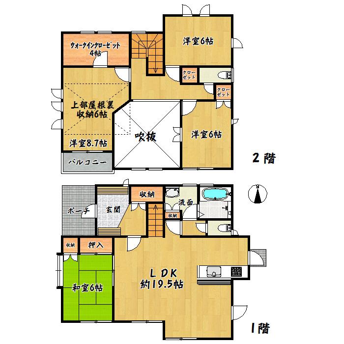 Floor plan. 29,900,000 yen, 4LDK + 2S (storeroom), Land area 229 sq m , Building area 123.79 sq m, Aoba-ku, Aiko ・ Newly built single-family