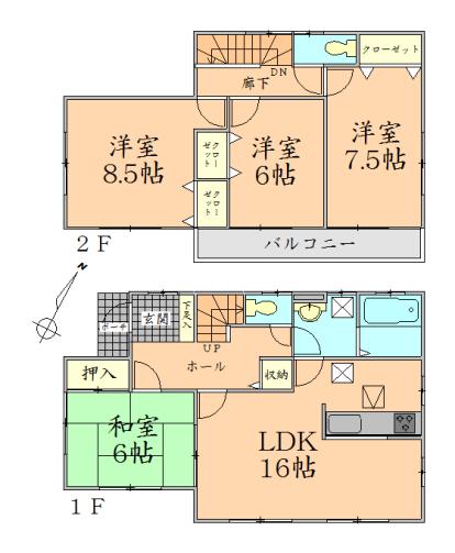 Floor plan. 34,300,000 yen, 4LDK, Land area 170.29 sq m , Building area 105.15 sq m
