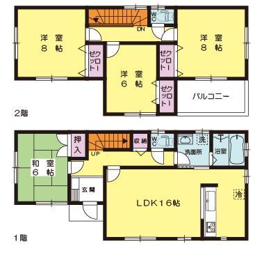 Floor plan. (Building 2), Price 24,300,000 yen, 4LDK, Land area 177.36 sq m , Building area 105.99 sq m