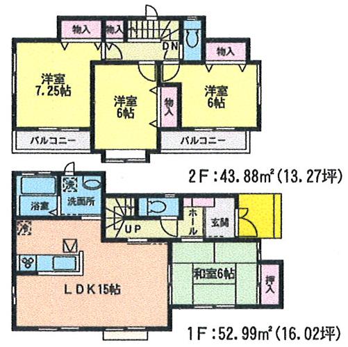 Floor plan. (C Building), Price 19.6 million yen, 4LDK, Land area 115 sq m , Building area 96.87 sq m