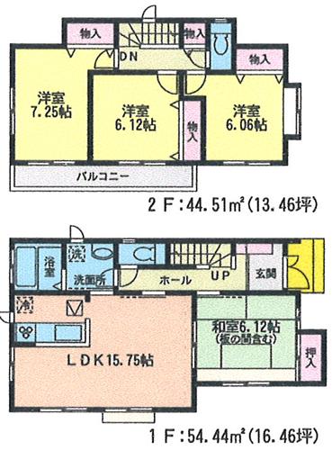 Floor plan. (F Building), Price 19,800,000 yen, 4LDK, Land area 115.42 sq m , Building area 98.95 sq m