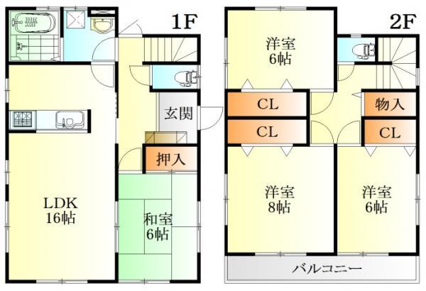 Floor plan. 34,500,000 yen, 4LDK, Land area 170.02 sq m , Building area 105.16 sq m
